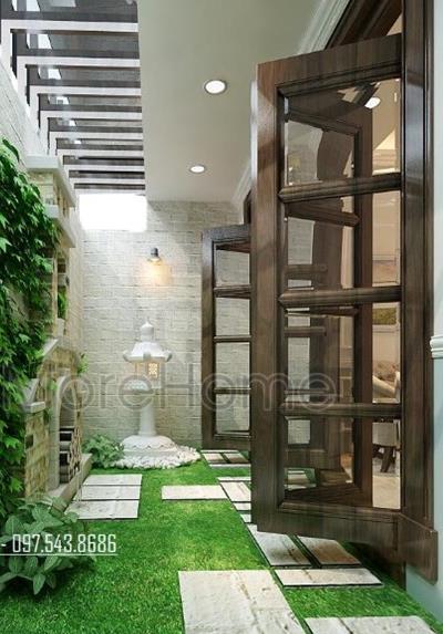  Cửa gỗ kính 4 cánh tại biệt thự tân cổ điển Nguyễn Chí Thanh